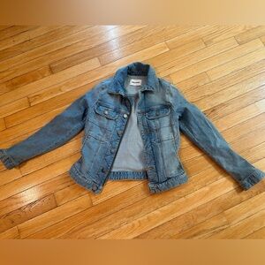 Zadig & Voltaire: Short soft denim jacket with studded skull design on the back